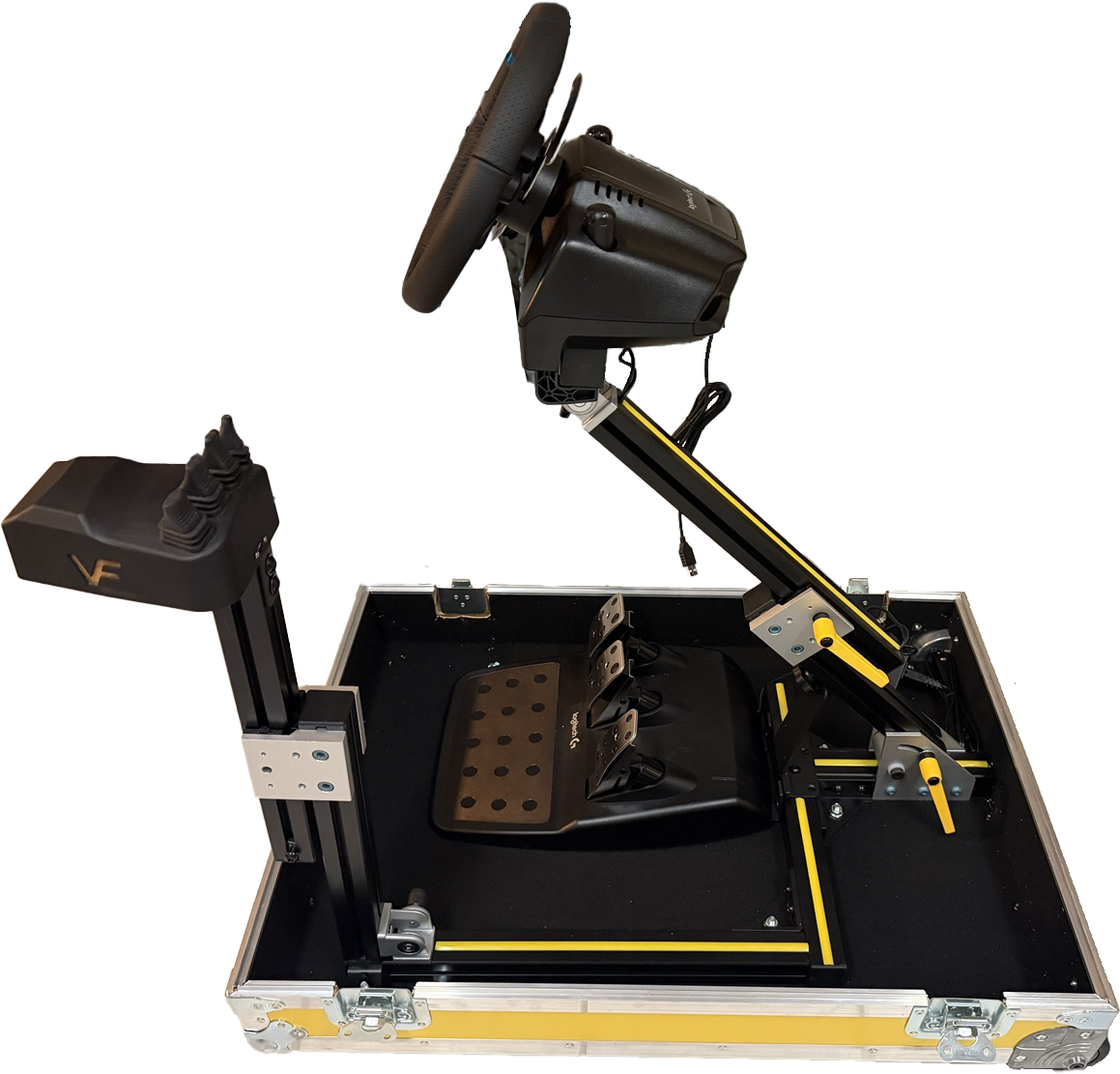 Fold N Go set up with fingertip controls, steering wheel and pedals